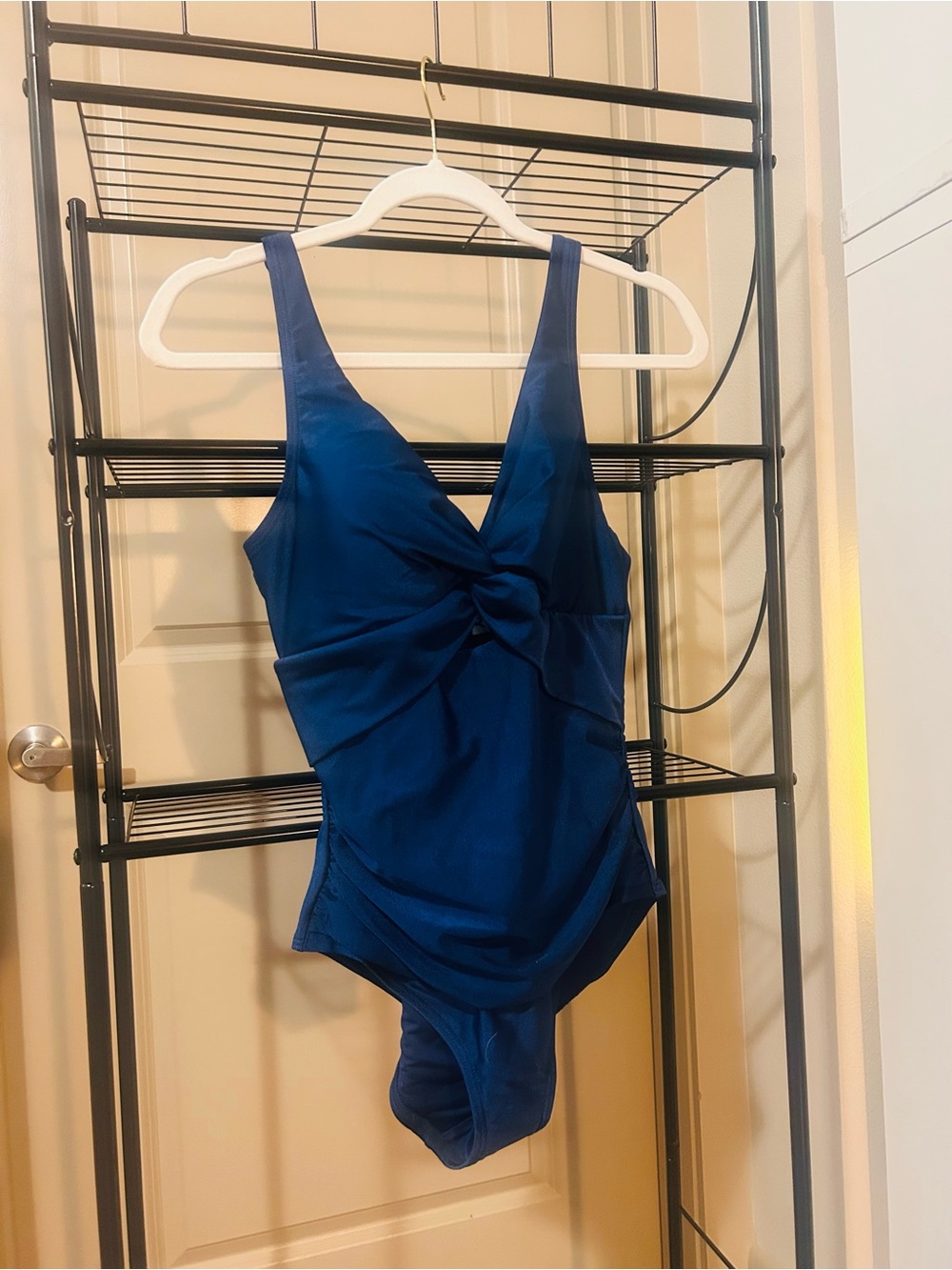 DKNY Navy Twist-Front One-Piece Swimsuit